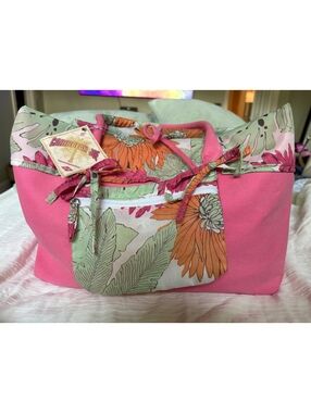 NWT. Caribbean Joe pink beach bag and accessories. 5 total pieces. New with tag.
